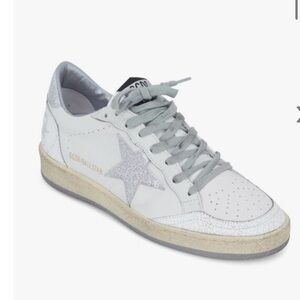 Golden Goose White Leather Sneakers with Silver Star Size 10
